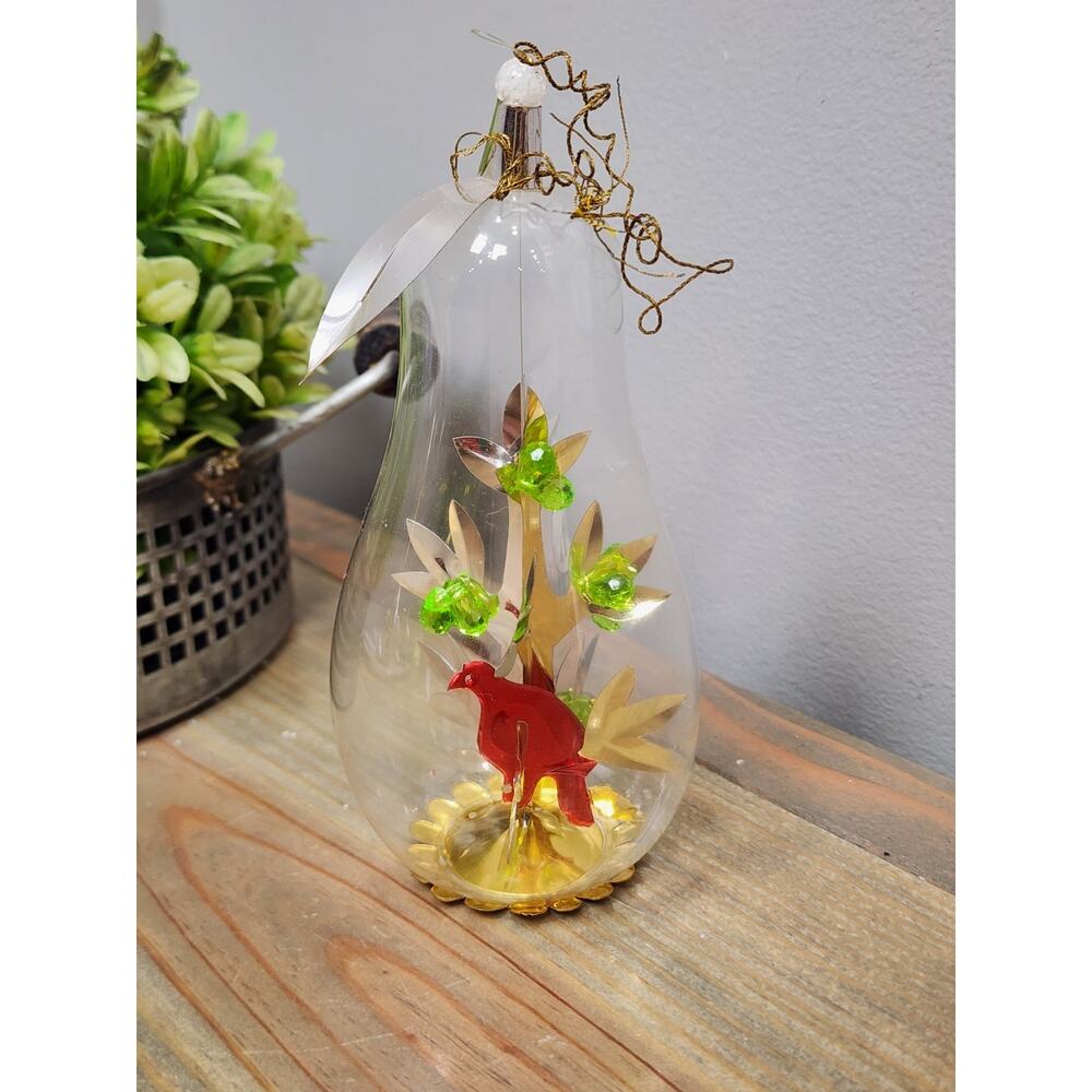 Vintage Resl Lenz Partridge In A Pear Tree Glass Christmas Ornament West Germany